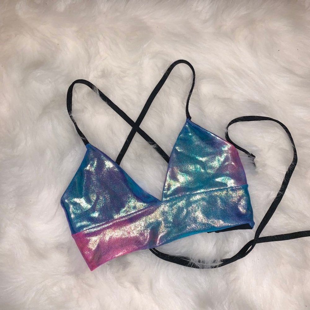 [SOLD] Holographic Iridescent Bralette /Crop Top
